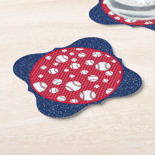 Rood Wit en Blauw Baseball Papier Bord Kartonnen Onderzetters (Gekanteld)