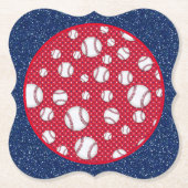 Rood Wit en Blauw Baseball Papier Bord Kartonnen Onderzetters (Voorkant)