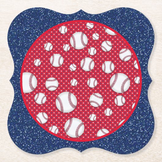 Rood Wit en Blauw Baseball Papier Bord Kartonnen Onderzetters (Voorkant)