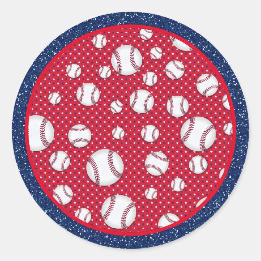 Rood Wit en Blauw Baseball Papier Bord Ronde Sticker (Voorkant)