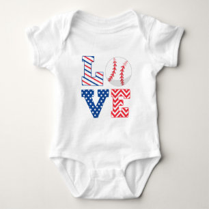 Rood wit en blauw Baseball Romper