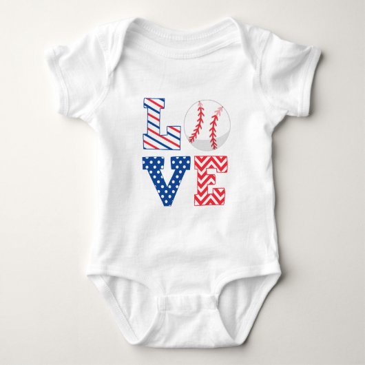 Rood wit en blauw Baseball Romper (Voorkant)