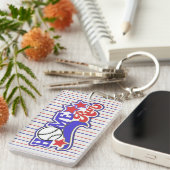 Rood wit en blauw Baseball-Sleutelhanger voor thui Sleutelhanger (Voorkant Rechts)