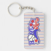 Rood wit en blauw Baseball-Sleutelhanger voor thui Sleutelhanger (Voorkant)
