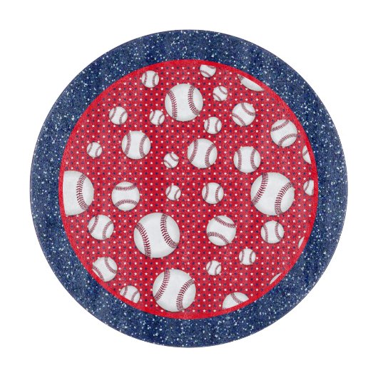 Rood wit en blauw Baseball Snijplank (Voorkant)