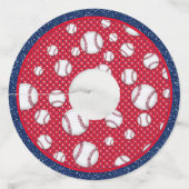 Rood wit en blauw Baseball Wijnglaslabel (Voorkant)