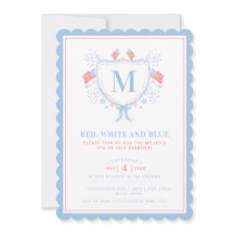 Rood, Wit en Blauw BBQ 4 juli Monogram Crest