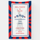 Rood, wit en blauw BBQ 4 juli Partij Spandoek (Verticaal)