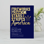 Rood Wit en Blauw BBQ-feest uitnodiging (Staand Voorkant)
