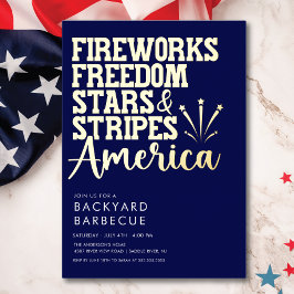 Rood Wit en Blauw BBQ-feest uitnodiging