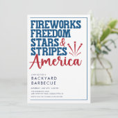 Rood Wit en Blauw BBQ Party Uitnodiging (Staand voorkant)