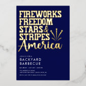 Rood Wit en Blauw BBQ Party Uitnodiging (Voorkant)