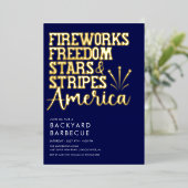 Rood Wit en Blauw BBQ Party Uitnodiging (Staand Voorkant)