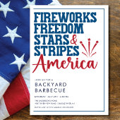 Rood Wit en Blauw BBQ Party Uitnodiging