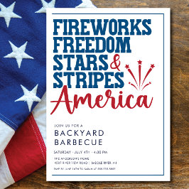 Rood Wit en Blauw BBQ Party Uitnodiging