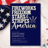 Rood Wit en Blauw BBQ Party Uitnodiging