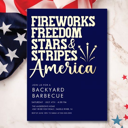 Rood Wit en Blauw BBQ Party Uitnodiging