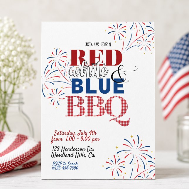 Rood Wit en Blauw BBQ-uitnodiging | 4 juli (Creator heeft geüpload)