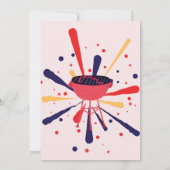 Rood Wit en Blauw BBQ Vuurwerk 4th van Juli Feest Kaart (Achterkant)