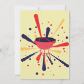 Rood Wit en Blauw BBQ Vuurwerk 4th van Juli Feest Kaart (Achterkant)