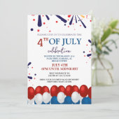 Rood Wit en Blauw BBQ Vuurwerk 4th van Juli Feest Kaart (Staand voorkant)