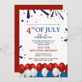 Rood Wit en Blauw BBQ Vuurwerk 4th van Juli Feest Kaart (Voorkant / Achterkant)