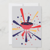 Rood Wit en Blauw BBQ Vuurwerk 4th van Juli Feest Kaart (Achterkant)