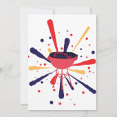 Rood Wit en Blauw BBQ Vuurwerk 4th van Juli Feest Kaart (Achterkant)