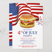 Rood Wit en Blauw BBQ Vuurwerk 4th van Juli Feest Kaart (Voorkant / Achterkant)