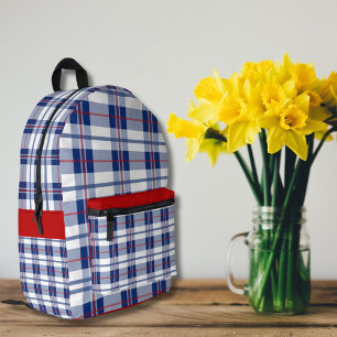 Rood, wit en blauw bedrukte rugzak