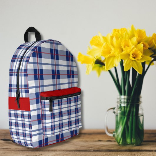 Rood, wit en blauw bedrukte rugzak