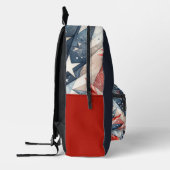 Rood wit en blauw bedrukte rugzak (Links)