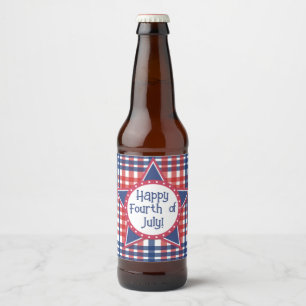 Rood, wit en blauw bier etiket