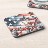 Rood wit en blauw bier onderzetter (Linkerzijde)