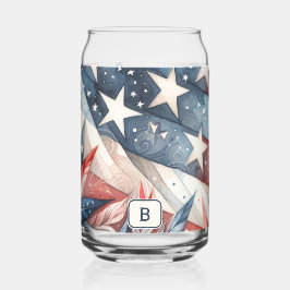 Rood wit en blauw blikvorm glas