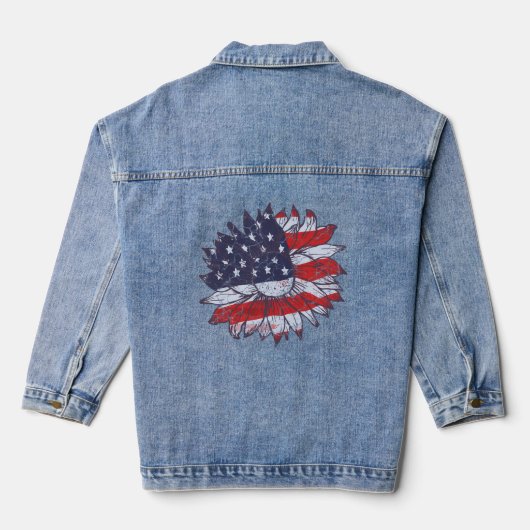 Rood, Wit en Blauw Bloem Jean Jacket (Achterkant)