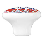 Rood, Wit en Blauw Bloemen Aangepaste Keramische K Knop (Zijkant)