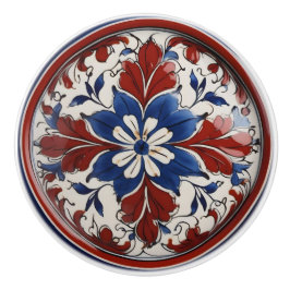 Rood, Wit en Blauw Bloemen Aangepaste Keramische K Knop