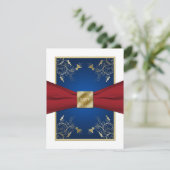 Rood, Wit en Blauw Bloemen RSVP-Kaart RSVP Kaartje (Staand voorkant)