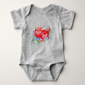 Rood wit en blauw bloemland waar ik van Baby Bo ho Romper (Voorkant)