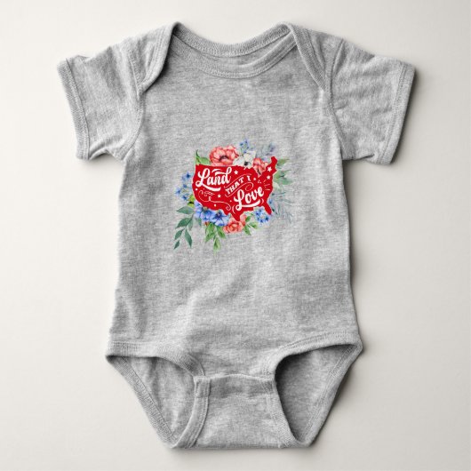 Rood wit en blauw bloemland waar ik van Baby Bo ho Romper (Voorkant)