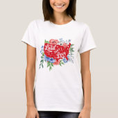 Rood wit en blauw bloemland waar ik van T-shirt ho (Voorkant)