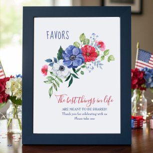 Rood Wit en Blauw Bloemstuk Favor Taafelbord Poster