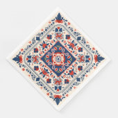 Rood wit en blauw boho chique geometrische volksku servet (Hoek)