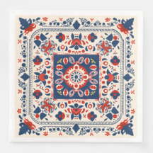 Rood wit en blauw boho chique geometrische volksku