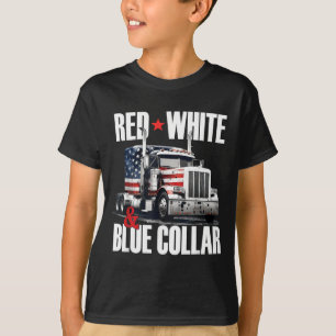 Rood Wit En Blauw Boord Patriottische Trucker VS T-shirt