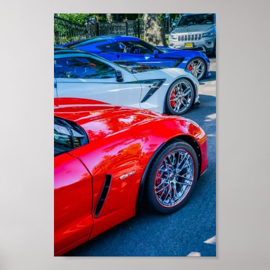 Rood wit en blauw C7 Chevrolet Corvette Poster (Voorkant)