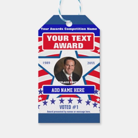 Rood, wit en blauw cadeaulabel (Voorkant)