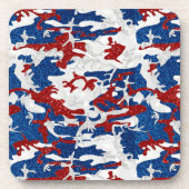 Rood, wit en blauw Camo op 4 juli Glitter Bier Onderzetter (Voorkant)