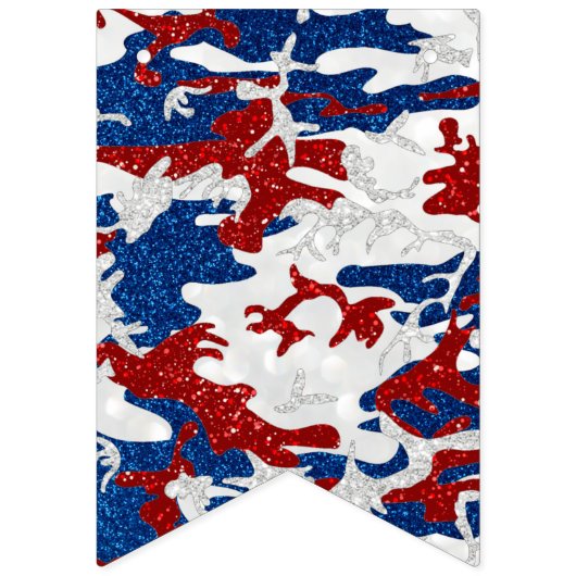 Rood, wit en blauw Camo op 4 juli Glitter Vlaggetjes (Derde vlag)